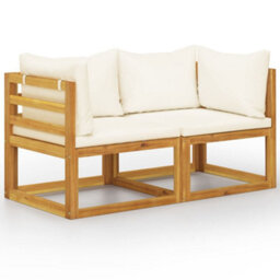 Walplus 2-Seater Garden Bench With Cream White Cushions (Uk/ie/fi/no Only) - thumbnail 1