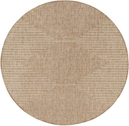 Livabliss Round Eagean-Global Beige Brown Cream In- & Outdoor Rug 160 X 160 Cm Easy Care, Non Shedding