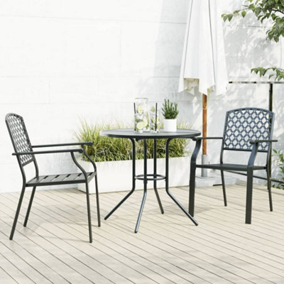 Berkfield Stackable Garden Chair Set 3 Pcs Anthracite Powder-Coated Steel - image 1