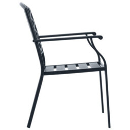 Berkfield Stackable Garden Chair Set 3 Pcs Anthracite Powder-Coated Steel - thumbnail 7
