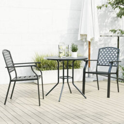 Berkfield Stackable Garden Chair Set 3 Pcs Anthracite Powder-Coated Steel - thumbnail 1