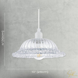 Happy Homewares Designer Clear Line Ribbed Glass Pendant Lamp Shade With Moulded Edge - thumbnail 7