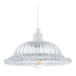 Happy Homewares Designer Clear Line Ribbed Glass Pendant Lamp Shade With Moulded Edge - thumbnail 1