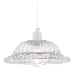 Happy Homewares Designer Clear Line Ribbed Glass Pendant Lamp Shade With Moulded Edge - thumbnail 2