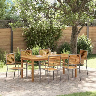 Berkfield Garden Dining Set 7 Pcs Grey Poly Rattan - image 1
