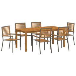 Berkfield Garden Dining Set 7 Pcs Grey Poly Rattan - thumbnail 2
