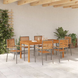 Berkfield Garden Dining Set 7 Pcs Grey Poly Rattan - thumbnail 4