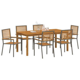 Berkfield Garden Dining Set 7 Pcs Grey Poly Rattan - thumbnail 3