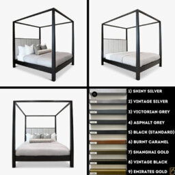Stratus Interiors Metallic Four Poster Luxury Upholstered Bed Gold Chrome Silver Master Bedroom - thumbnail 5