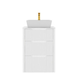 Royal Bathrooms Avenza 600mm Matt White Floor Standing Countertop Bathroom Vanity Unit 3 Drawer With Cube Basin - thumbnail 6