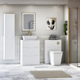 Royal Bathrooms Avenza 600mm Matt White Floor Standing Countertop Bathroom Vanity Unit 3 Drawer With Cube Basin - thumbnail 4