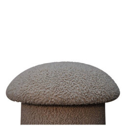 Wyld Haus Domme Mud Boucle Mushroom Footstool With Mango Wood Base, Beige - thumbnail 3
