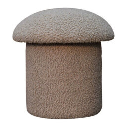 Wyld Haus Domme Mud Boucle Mushroom Footstool With Mango Wood Base, Beige - thumbnail 2