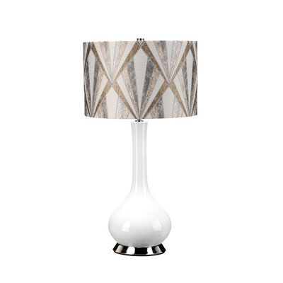 Luminosa Lighting Luminosa Milo Table Lamp With Round Shade, Polished Nickel, White, Silver - image 1