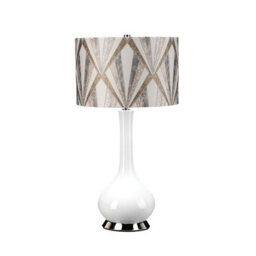 Luminosa Lighting Elstead Milo Table Lamp With Round Shade, Polished Nickel, White, Silver