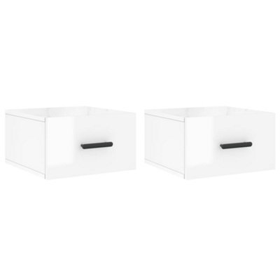 Vidaxl Wall-Mounted Bedside Cabinets 2 Pcs High Gloss White 35X35X20 Cm - image 1