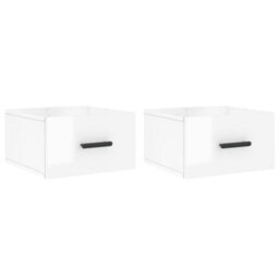 Vidaxl Wall-Mounted Bedside Cabinets 2 Pcs High Gloss White 35X35X20 Cm - thumbnail 1