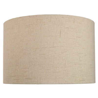 Happy Homewares Contemporary And Sleek Taupe Textured 14 Linen Fabric Drum Lamp Shade 60W Max - image 1