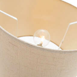 Happy Homewares Contemporary And Sleek Taupe Textured 14 Linen Fabric Drum Lamp Shade 60W Max - thumbnail 3
