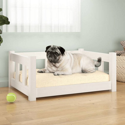 Vidaxl Dog Bed White 65.5X50.5X28 Cm Solid Wood Pine - image 1