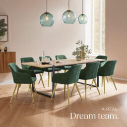 Tectake Set Of 4 Chair Marilyn With Velvet Cover, Gold Steel Legs And Plush Padding  - Dark Green/gold - thumbnail 8