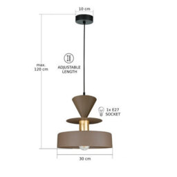 Luminosa Lighting Luminosa Valia Dome Pendant Ceiling Light Brown, Gold 1X E27 - thumbnail 5