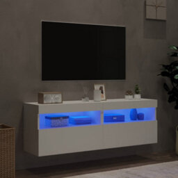 Berkfield Durable Tv Wall Cabinets With Led Lights 2 Pcs White 60X30X40 Cm - thumbnail 4