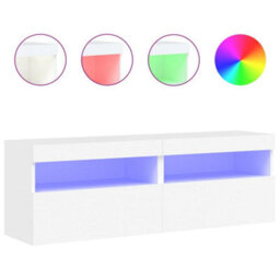 Berkfield Durable Tv Wall Cabinets With Led Lights 2 Pcs White 60X30X40 Cm - thumbnail 1