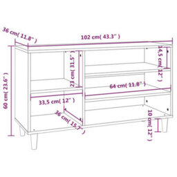 Berkfield Elegant Shoe Cabinet Smoked Oak 102X36X60 Cm Engineered Wood - thumbnail 8
