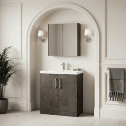 Balterley Winshill Contemporary 2 Door Floor Standing Vanity Unit With Thin Edge Basin, Metallic Slate, 800mm - thumbnail 4