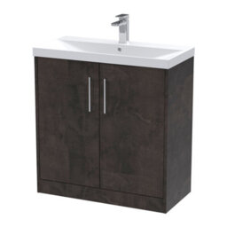 Balterley Winshill Contemporary 2 Door Floor Standing Vanity Unit With Thin Edge Basin, Metallic Slate, 800mm - thumbnail 1