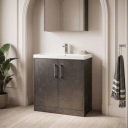 Balterley Winshill Contemporary 2 Door Floor Standing Vanity Unit With Thin Edge Basin, Metallic Slate, 800mm - thumbnail 2