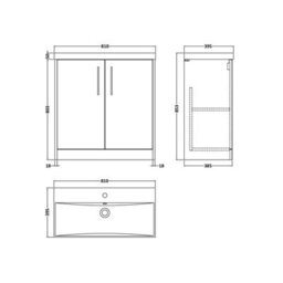 Balterley Winshill Contemporary 2 Door Floor Standing Vanity Unit With Thin Edge Basin, Metallic Slate, 800mm - thumbnail 5