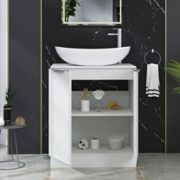 Royal Bathrooms Evora 700mm Matt White Fluted Floor Standing Countertop Vanity Unit 2 Door With Cesar Basin - thumbnail 3