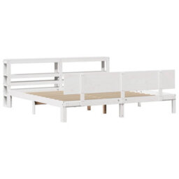 Berkfield Bed Frame With Headboard Without Mattress White 180X200 Cm Super King - thumbnail 3