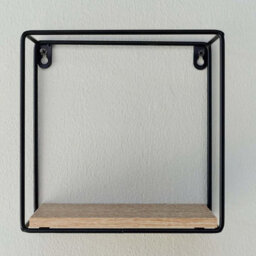 2Pcs Square Floating Shelves Metal And Wood Wall Mounted Display Storage Black One Small, One Medium - thumbnail 3