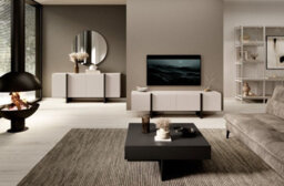 Impact Furniture Tv Cabinet Beige Black Entertainment Unit 160Cm Stand Handleless Cashmere Modern Kiznie - thumbnail 2