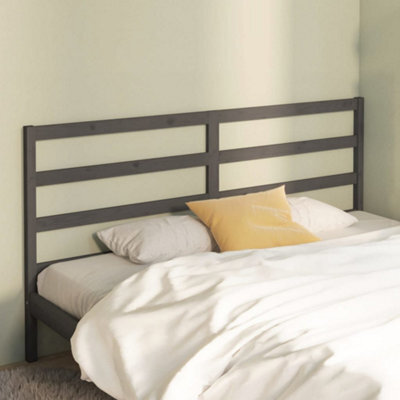 Berkfield Bed Headboard Grey 206X4X100 Cm Solid Wood Pine - image 1