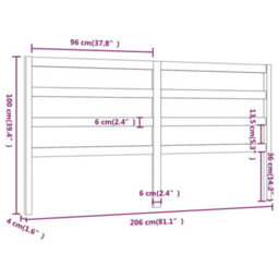 Berkfield Bed Headboard Grey 206X4X100 Cm Solid Wood Pine - thumbnail 6