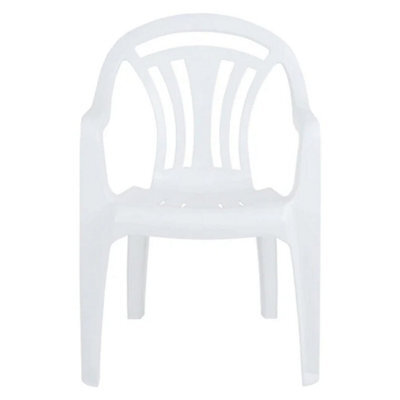 STAR SUPPLIES 4 X White Plastic Indoor Outdoor Stackable Low Back Patio Garden Chairs - image 1
