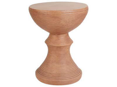 Wyld And Coco 40Cm Round Accent Side Table, Light Brown Wood-Effect Mgo, Indoor And Outdoor. - image 1
