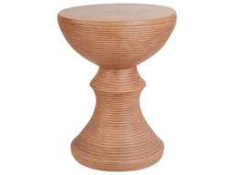 Wyld And Coco 40Cm Round Accent Side Table, Light Brown Wood-Effect Mgo, Indoor And Outdoor. - thumbnail 1