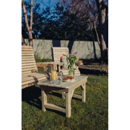 Churnet Valley Garden Furniture Ltd Multi Set, Wooden Garden Table And Chairs - L100 X W370 X H105 Cm - Fully Assembled - Set Of Waterproof Cushions Included - thumbnail 4