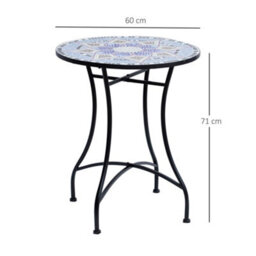 Wyld Haus Makema 60Cm Blue And White Ceramic Mosaic Round Outdoor Bistro Table - thumbnail 3