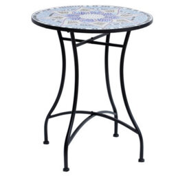 Wyld Haus Makema 60Cm Blue And White Ceramic Mosaic Round Outdoor Bistro Table - thumbnail 2