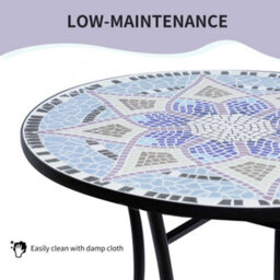 Wyld Haus Makema 60Cm Blue And White Ceramic Mosaic Round Outdoor Bistro Table - thumbnail 6