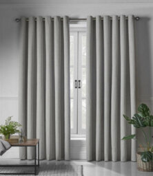 Luxury Living Linen Look Eyelet Ring Top Blackout Curtains Slate