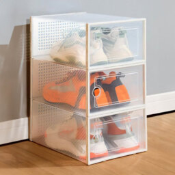 Darphe 12 Pcs White Stackable And Foldable Plastic Transparent Shoe Storage Cabinets - thumbnail 5