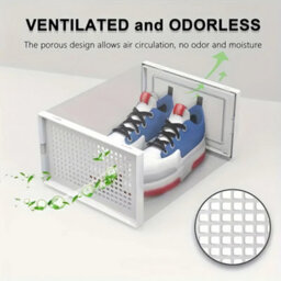 Darphe 12 Pcs White Stackable And Foldable Plastic Transparent Shoe Storage Cabinets - thumbnail 6