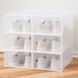 Darphe 12 Pcs White Stackable And Foldable Plastic Transparent Shoe Storage Cabinets - thumbnail 4